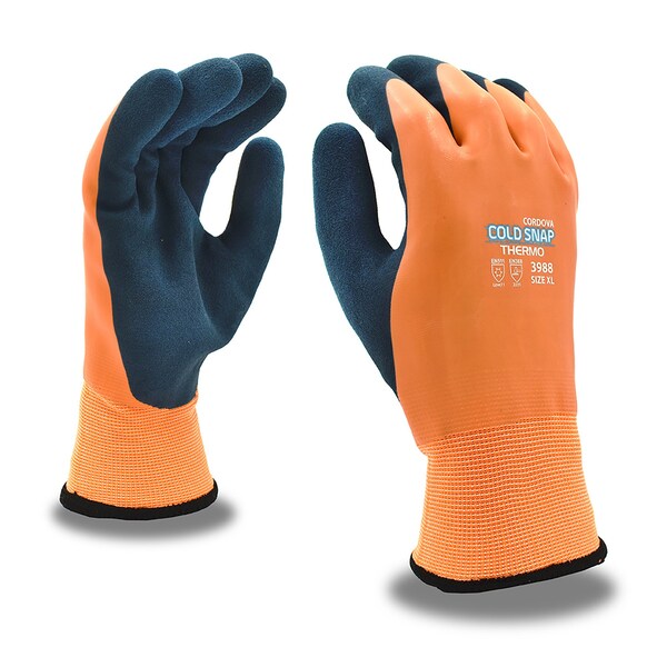Cordova Machine-Knit Insulated Coated Gloves, Cold Snap Thermo, Full, Orange, Latex Coating, L, 12PK 3988L - main